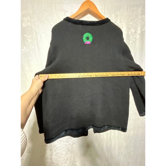 The Quacker Factory Cardigan Sweater 1X Black Nutcracker Sequin Holiday - Picture 10 of 11